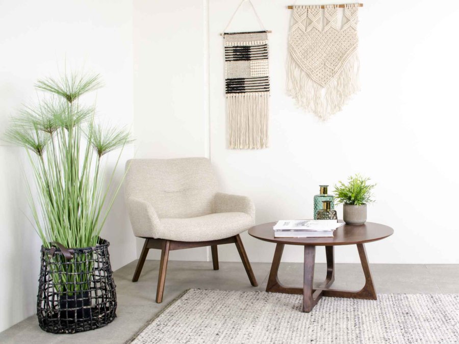 HOUSE NORDIC London lnestol - sand stof/brunt valnddetr, m. armln