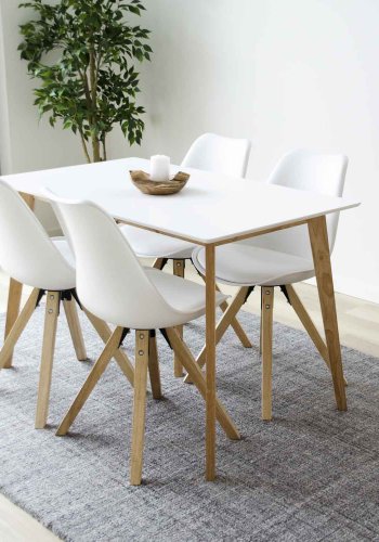 HOUSE NORDIC Vojens spisebord - hvid trplade og natur trben (120x70)