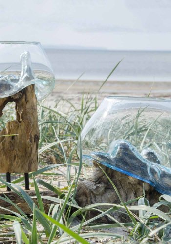 HOUSE NORDIC San Marino Vanddrbe skulptur - glas/natur teaktr (H:25)