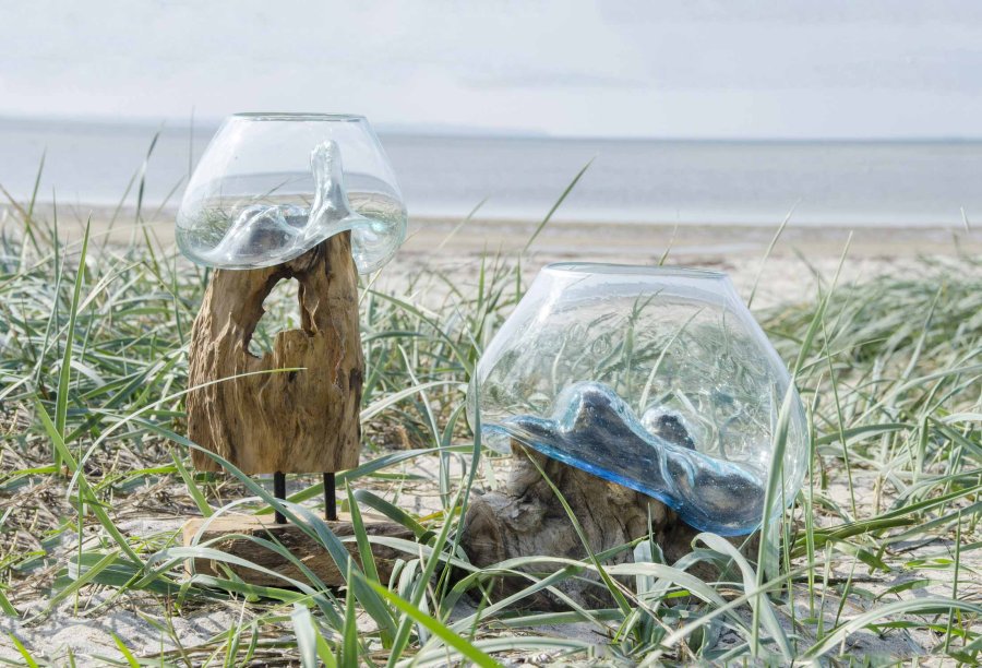 HOUSE NORDIC San Marino Vanddrbe skulptur - glas/natur teaktr (H:25)