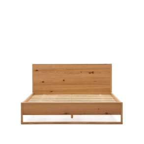 KAVE HOME Alguema sengeramme, m. sengegavl og lamelbund - natur egefiner (160x200)