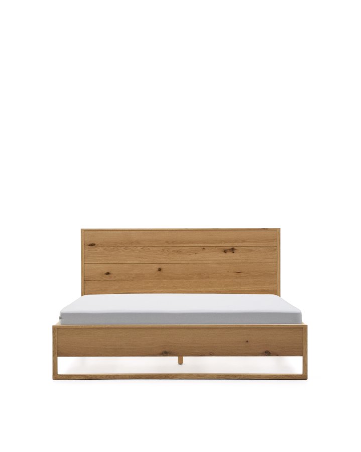 KAVE HOME Alguema sengeramme, m. sengegavl og lamelbund - natur egefiner (160x200)