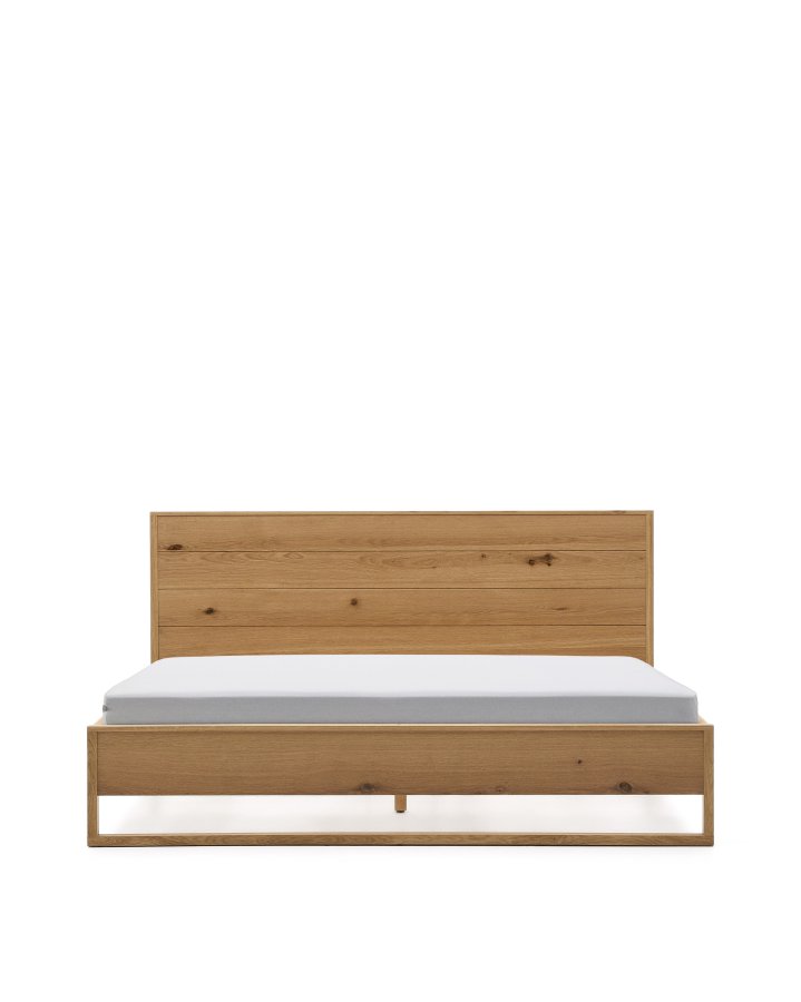 KAVE HOME Alguema sengeramme, m. sengegavl og lamelbund - natur egefiner (180x200)