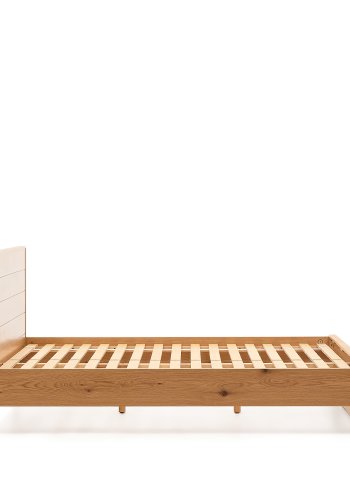 KAVE HOME Alguema sengeramme, m. sengegavl og lamelbund - natur egefiner (180x200)
