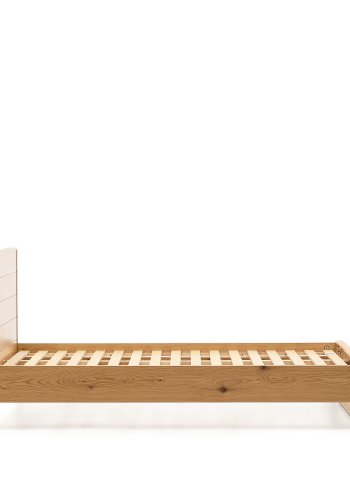 KAVE HOME Alguema sengeramme, m. sengegavl og lamelbund - natur egefiner (90x190)