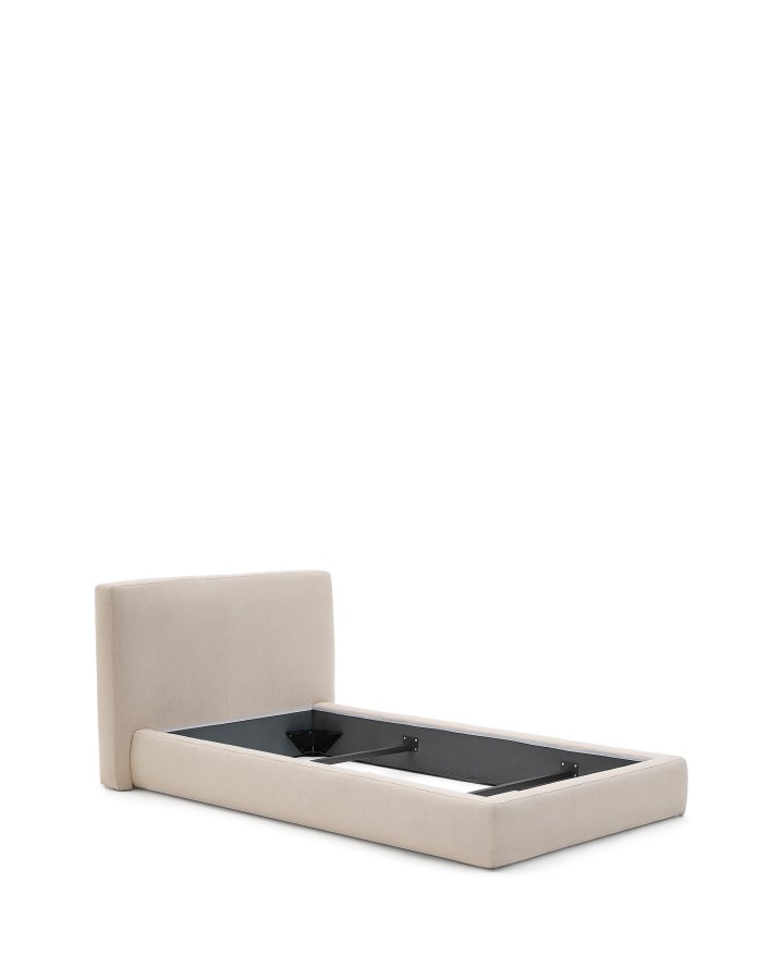 KAVE HOME Blok sengeramme, m. sengegavl, aftageligt betrk, u. madras, u. bund - ecru stof (90x200)