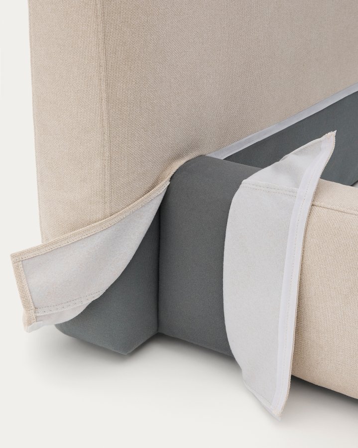 KAVE HOME Blok sengeramme, m. sengegavl, aftageligt betrk, u. madras, u. bund - ecru stof (90x200)