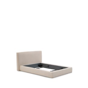 KAVE HOME Blok sengeramme, m. sengegavl, aftageligt betrk, u. madras, u. bund - ecru stof (160x200)