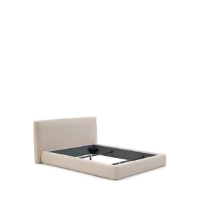 KAVE HOME Blok sengeramme, m. sengegavl, aftageligt betrk, u. madras, u. bund - ecru stof (180x200)