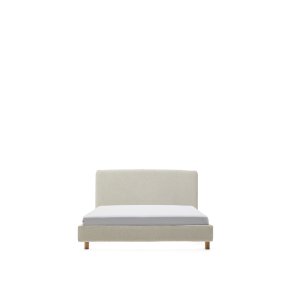  KAVE HOME Perle chenille Valma seng med aftageligt betrk og massiv bgetr ben til en 90 x 200 cm