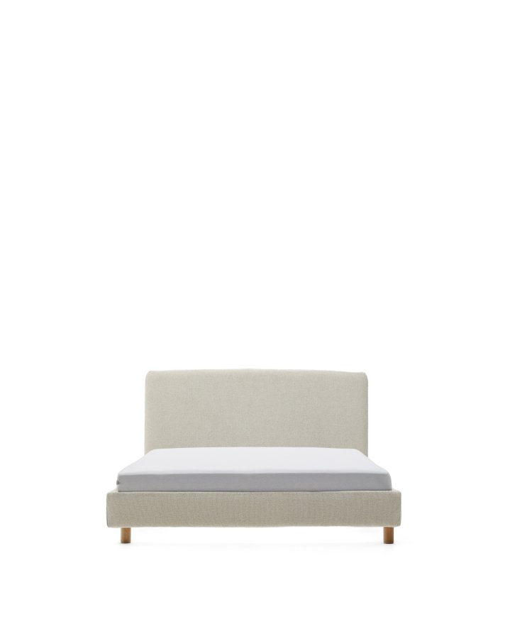  KAVE HOME Perle chenille Valma seng med aftageligt betrk og massiv bgetr ben til en 90 x 200 cm