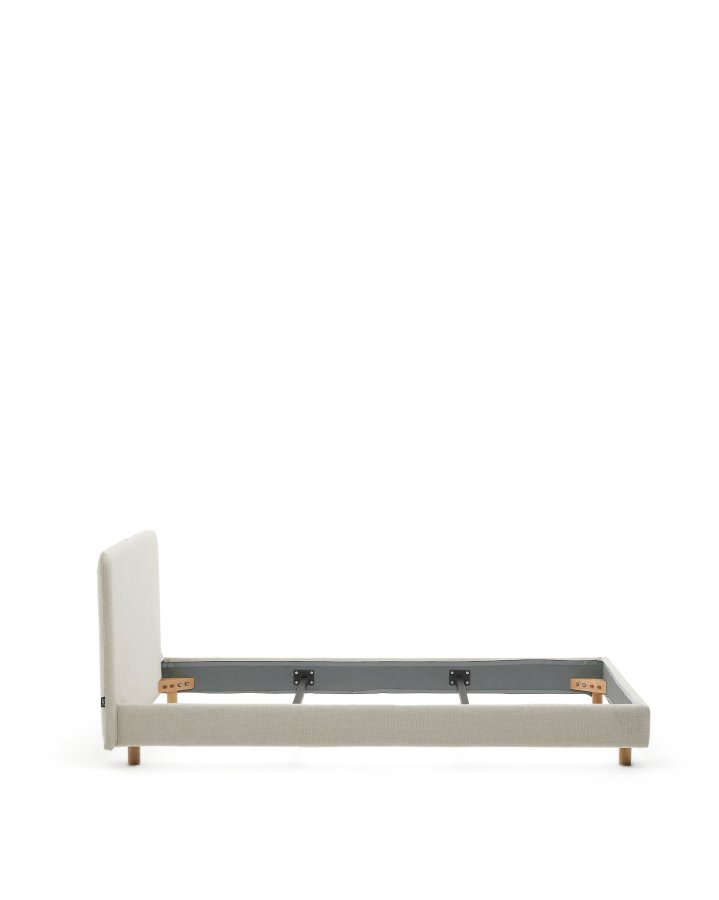  KAVE HOME Perle chenille Valma seng med aftageligt betrk og massiv bgetr ben til en 90 x 200 cm