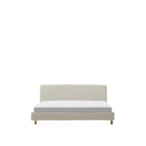 KAVE HOME Perle chenille Valma seng med aftageligt betrk og massiv bgetr ben til en 160 x 200 cm