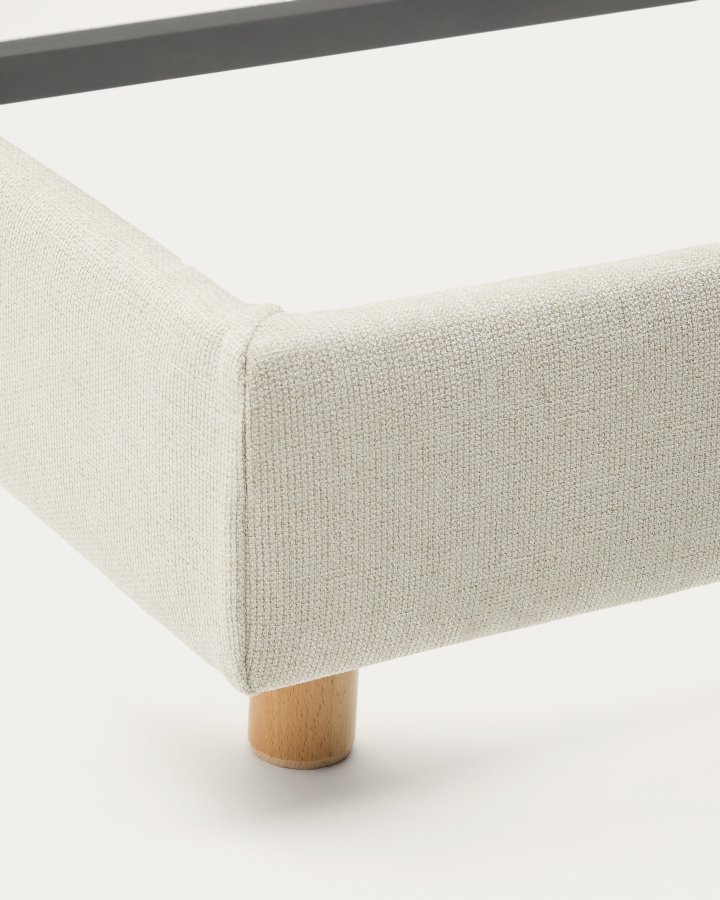 KAVE HOME Perle chenille Valma seng med aftageligt betrk og massiv bgetr ben til en 160 x 200 cm