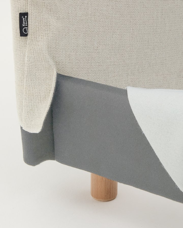 KAVE HOME Perle chenille Valma seng med aftageligt betrk og massiv bgetr ben til en 160 x 200 cm