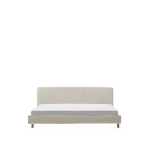 KAVE HOME Perle chenille Valma seng med aftageligt betrk og massiv bgetr ben til en 180 x 200 cm