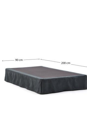 KAVE HOME Antracitgr hr og bomuld Jaira base med aftageligt betrk til 90 x 200 cm madrasser