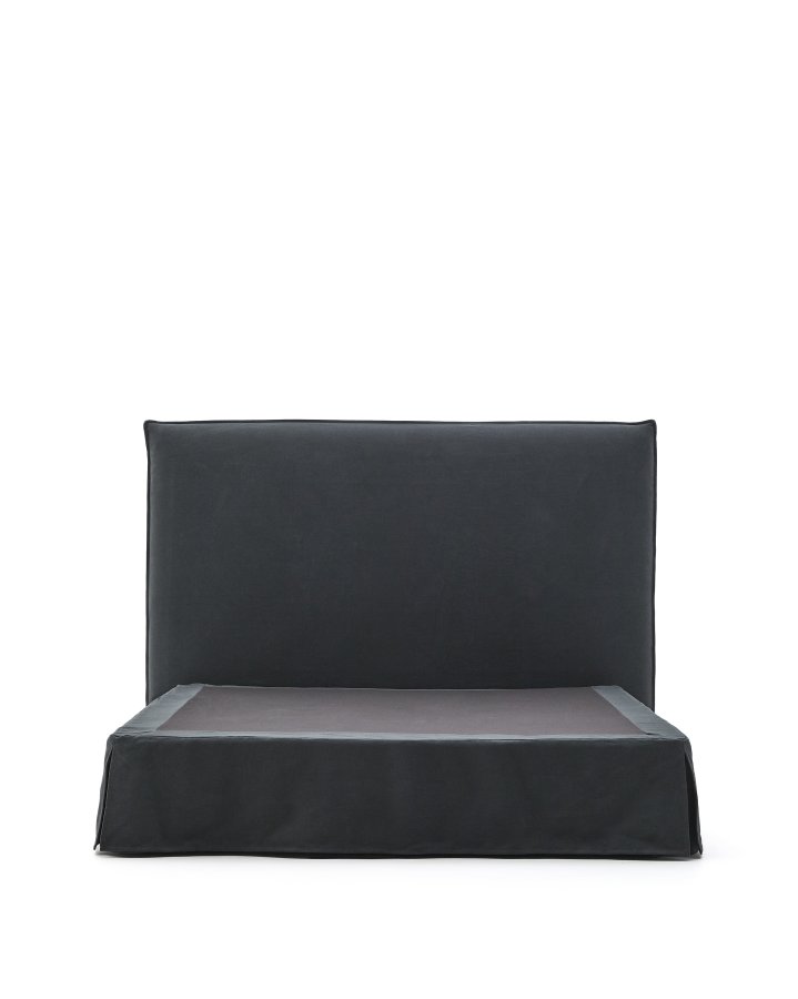 KAVE HOME Antracitgr hr og bomuld Jaira sengebundbetrk til en 150 x 190 cm madras