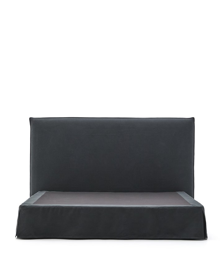 KAVE HOME Antracitgr hr og bomuld Jaira sengebundbetrk til en 180 x 200 cm madras