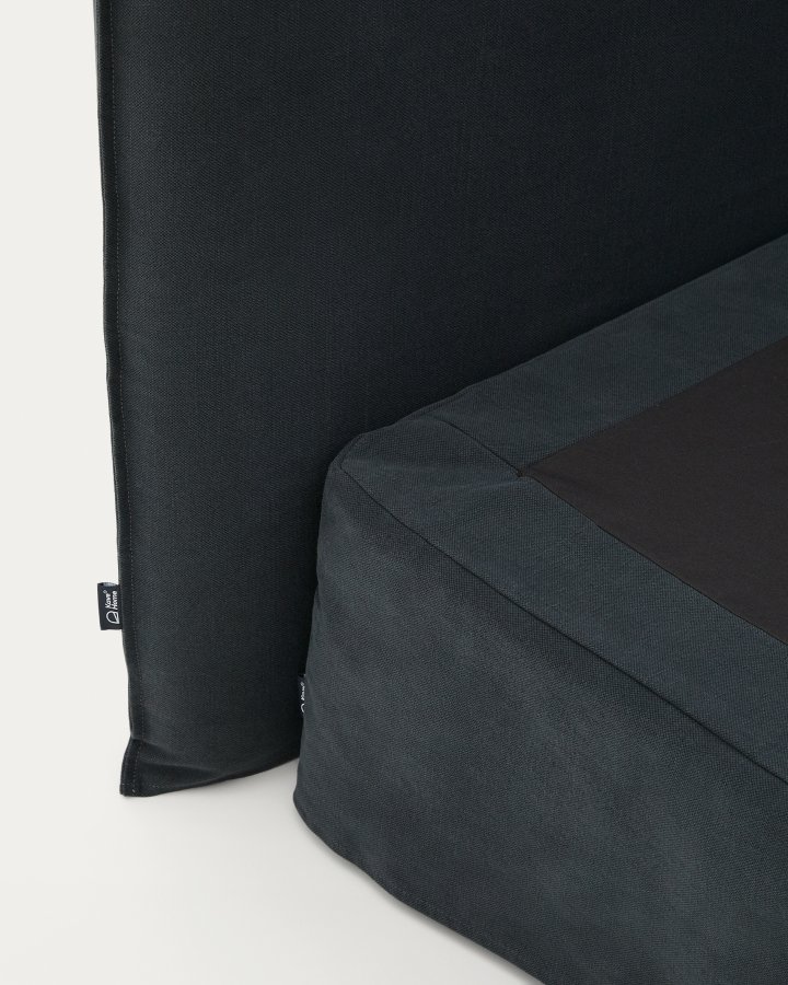 KAVE HOME Antracitgr hr og bomuld Jaira sengebundbetrk til en 90 x 200 cm madras