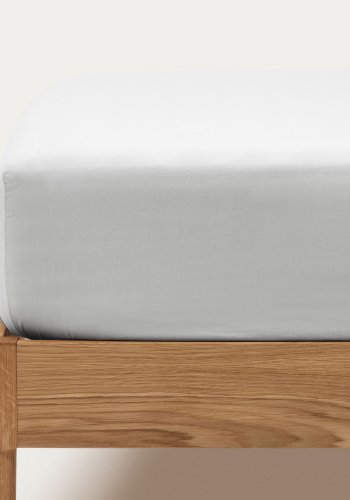 KAVE HOME Teia 100% bomuld percale monteret sengetj 180 trdantal i hvid, 90 x 200 cm