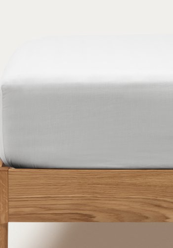 KAVE HOME Teia 100% bomuld percale monteret sengetj 180 trdantal i hvid, 90 x 200 cm