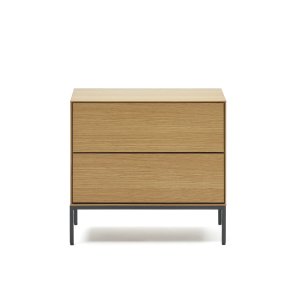 KAVE HOME Vedrana sidebord, m. 2 skuffer - natur egetrsfiner og sort stl (60x40)