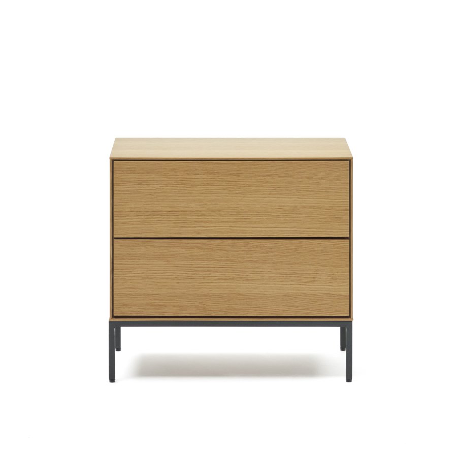 KAVE HOME Vedrana sidebord, m. 2 skuffer - natur egetrsfiner og sort stl (60x40)