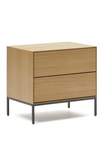 KAVE HOME Vedrana sidebord, m. 2 skuffer - natur egetrsfiner og sort stl (60x40)