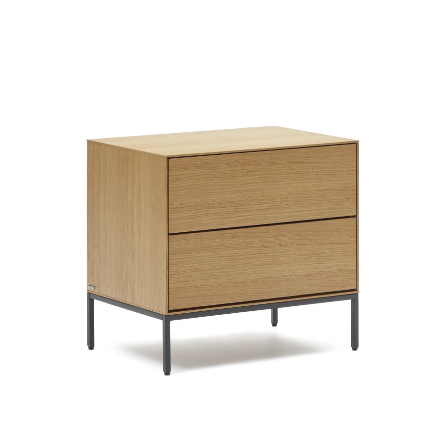 KAVE HOME Vedrana sidebord, m. 2 skuffer - natur egetrsfiner og sort stl (60x40)