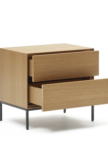 KAVE HOME Vedrana sidebord, m. 2 skuffer - natur egetrsfiner og sort stl (60x40)