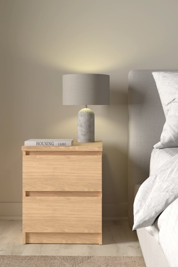 TVILUM Naia natbord, m. 2 skuffer - Jackson Hickory natur spnplade (40.4x50)