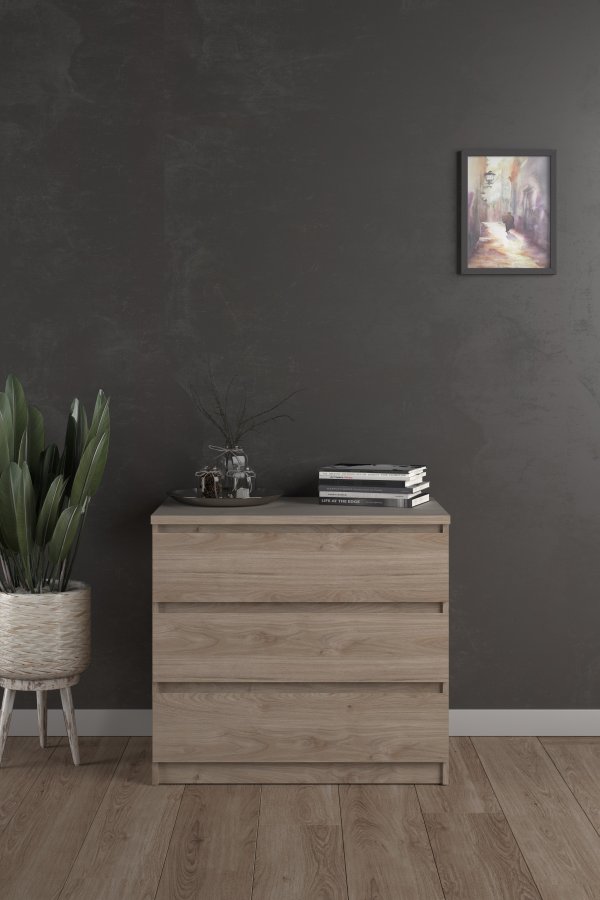 TVILUM Naia Kommode, m. 3 skuffer - Jackson Hickory natur spnplade