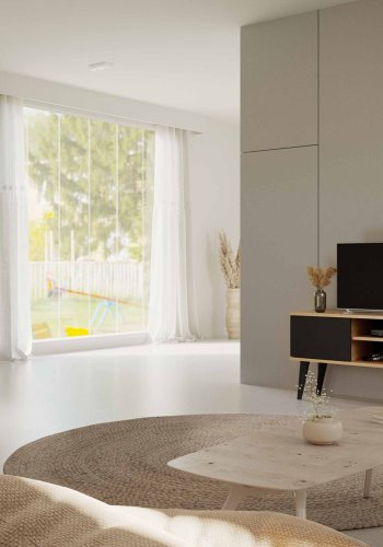 KOCOT RTV Toronto TV-bord, m. 2 lger og 1 hylde - natur og sort bgetr (120x35)