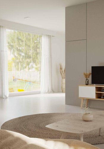 KOCOT RTV Toronto TV-bord, m. 2 lger og 1 hylde - natur og hvid bgetr (120x35)