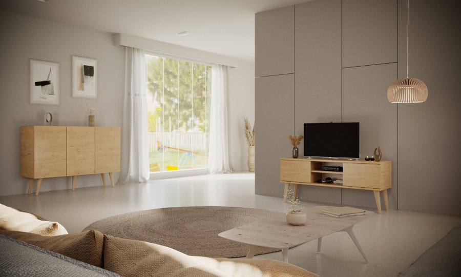 KOCOT Toronto kommode, m. 3 lger og 3 hylder - natur bgetr