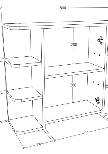VCM NORDIC Nilosi badevrelse spejlskab, m. 1 lge og 7 hylder - spejlglas og hvid tr
