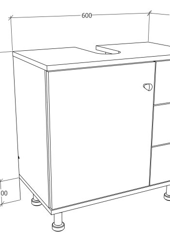 VCM NORDIC Nilosi M badevrelsesunderskab, m. 1 lge og 3 skuffer - hvid melamin