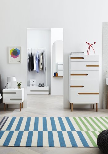 Notch skrivebord - hvid MDF/natur asketr, m. 1 skuffe