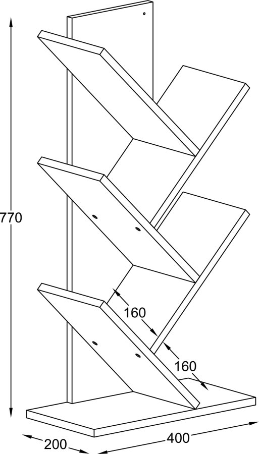VCM-Nulis L reol, m. 6 bne rum - natur tr