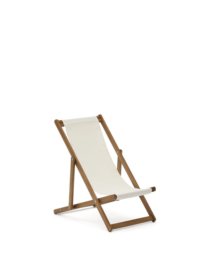 KAVE HOME Adredna liggestol til brn, foldbar - beige polyester og akacietr