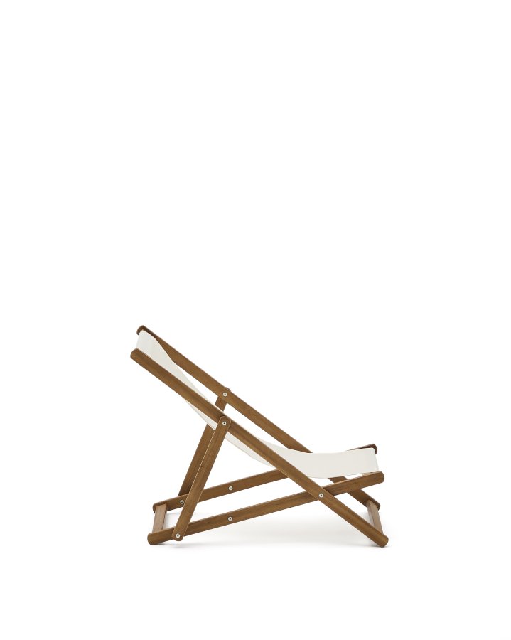 KAVE HOME Adredna liggestol til brn, foldbar - beige polyester og akacietr