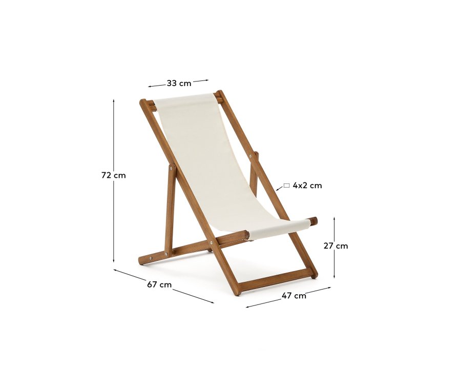 KAVE HOME Adredna liggestol til brn, foldbar - beige polyester og akacietr