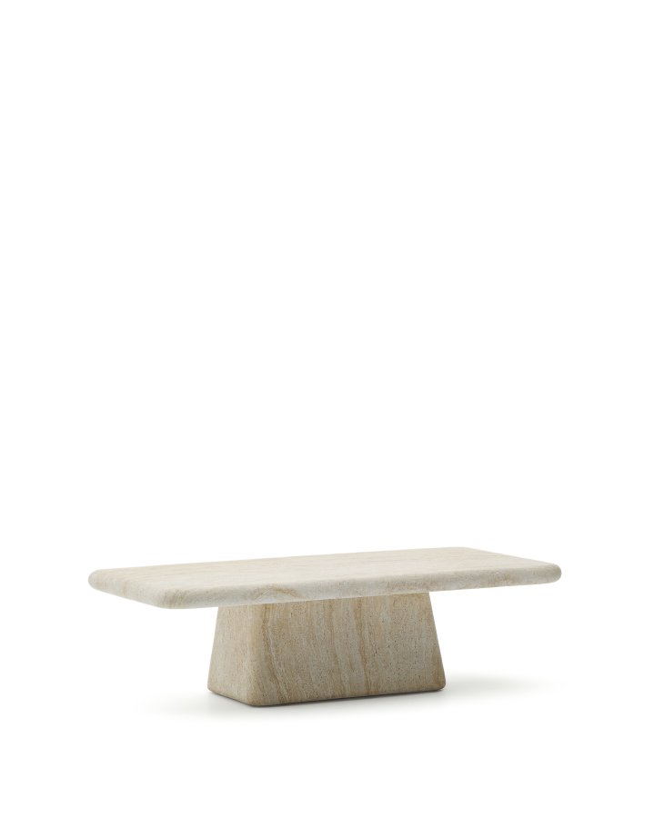 KAVE HOME Drasi sofabord i cement med travertin-effekt finish 140 x 70 cm