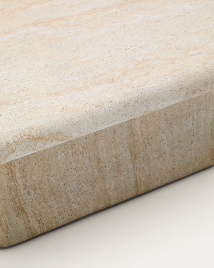 KAVE HOME Drasi sofabord i cement med travertin-effekt finish 140 x 70 cm