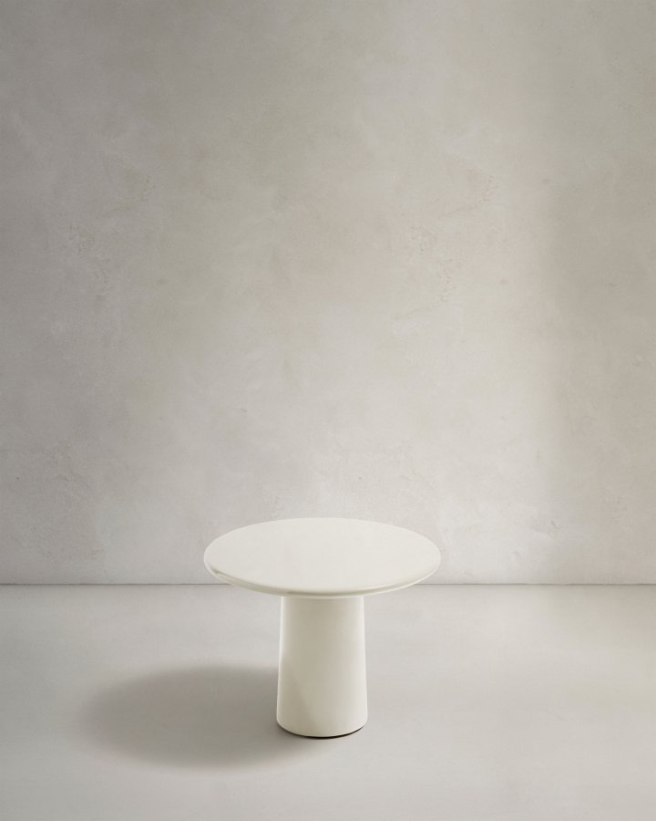 KAVE HOME Albanella sofabord, rund - blank hvid cement (65)