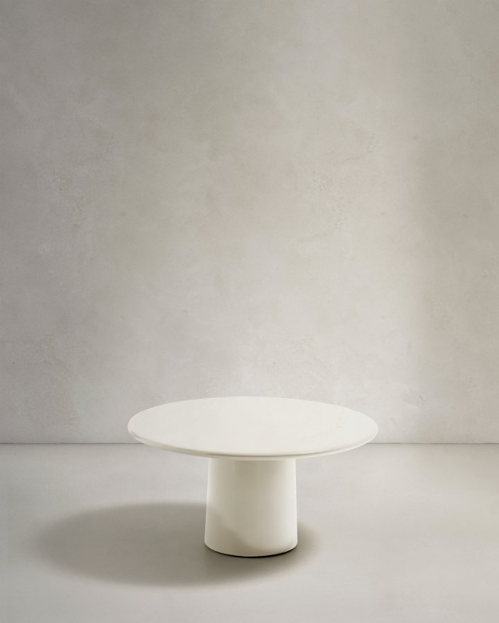 KAVE HOME Albanella sofabord, rund - blank hvid cement (85)