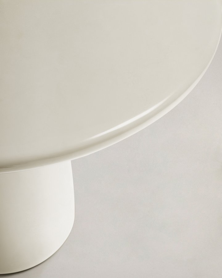 KAVE HOME Albanella sofabord, rund - blank hvid cement (85)