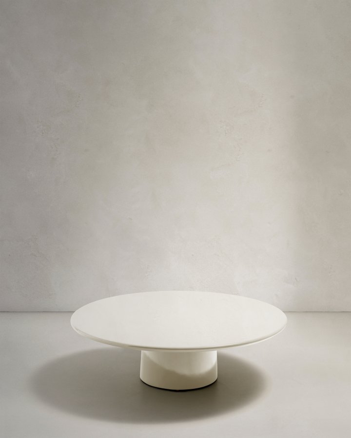 KAVE HOME Albanella sofabord, rund - blank hvid cement (110)