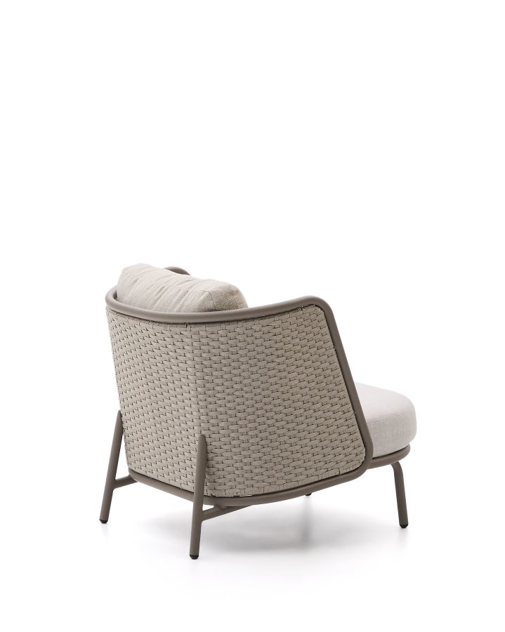 KAVE HOME Sedalis udendrs lnestol i aluminium og taupe tovsnor